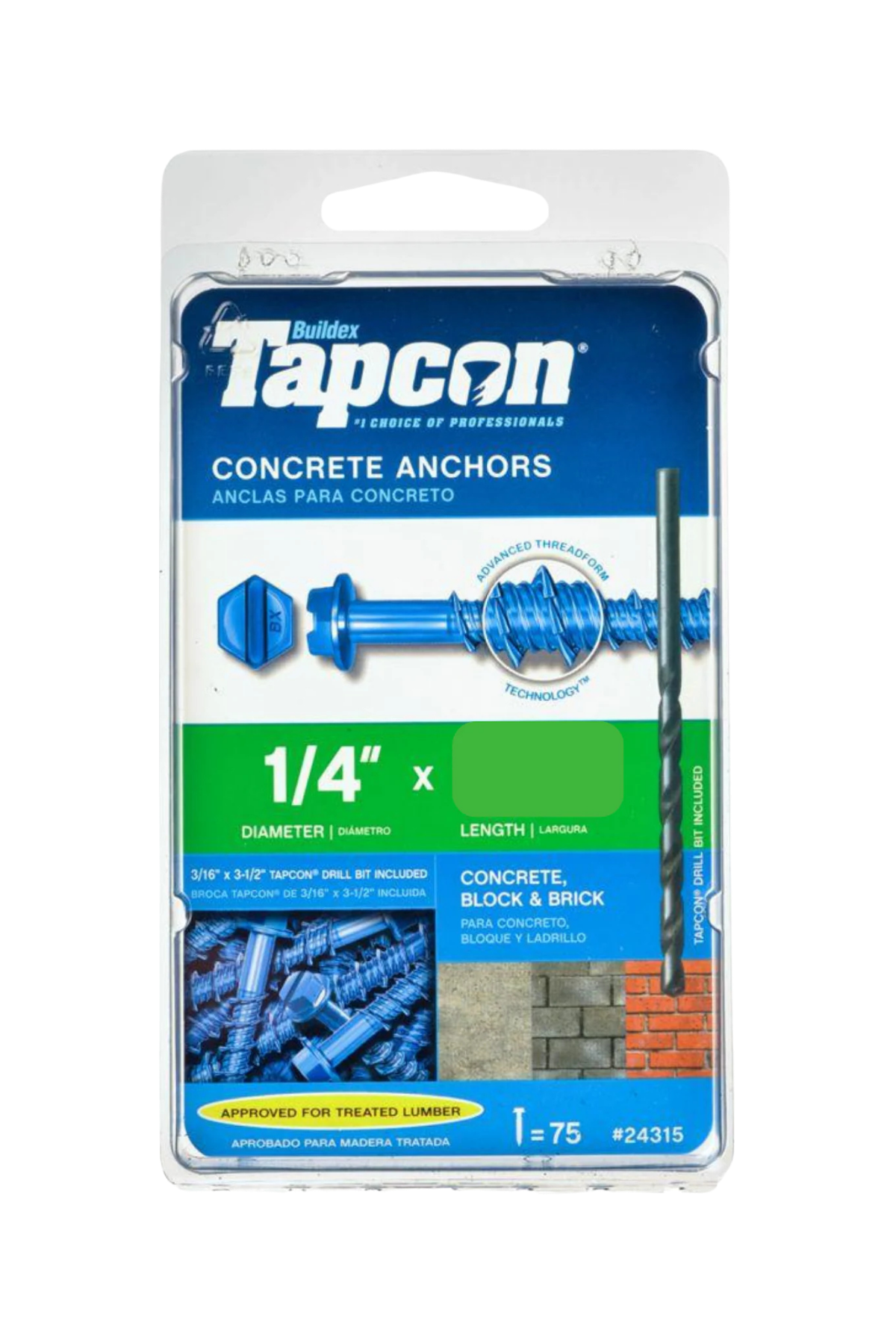 Tapcon Hex-Washer-Head Concrete Anchors (25 pack)