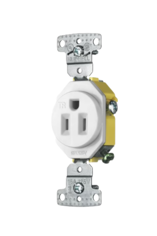 15A Single Receptacle White